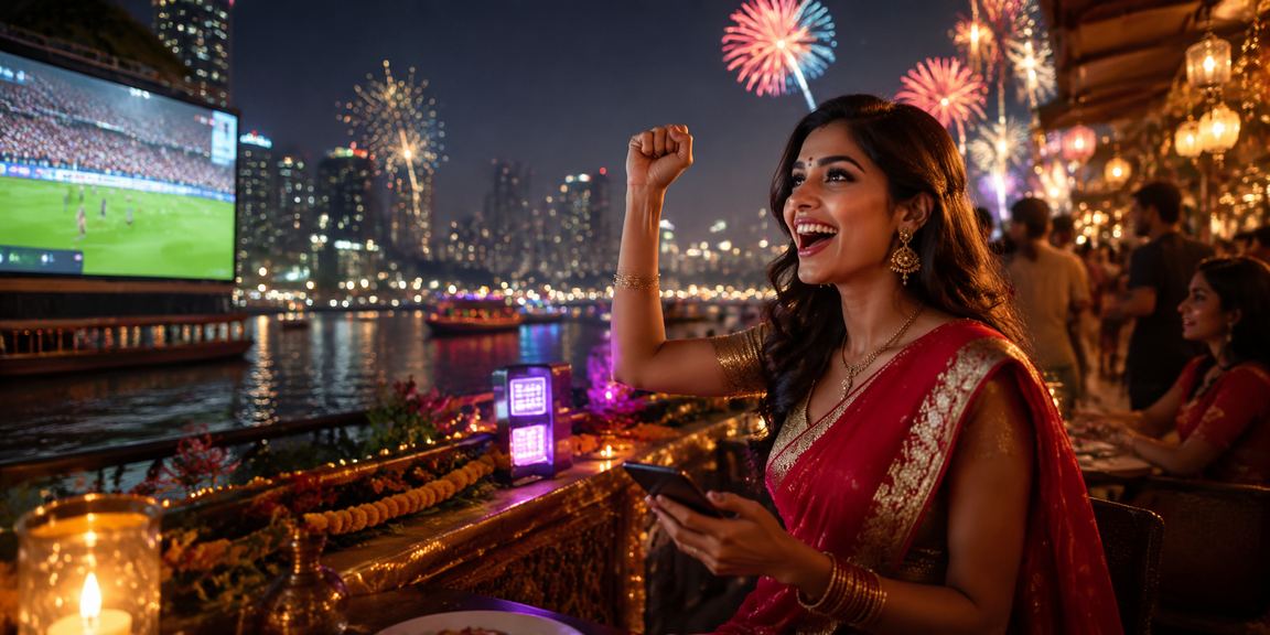 Indian woman in saree participating in lottery betting
