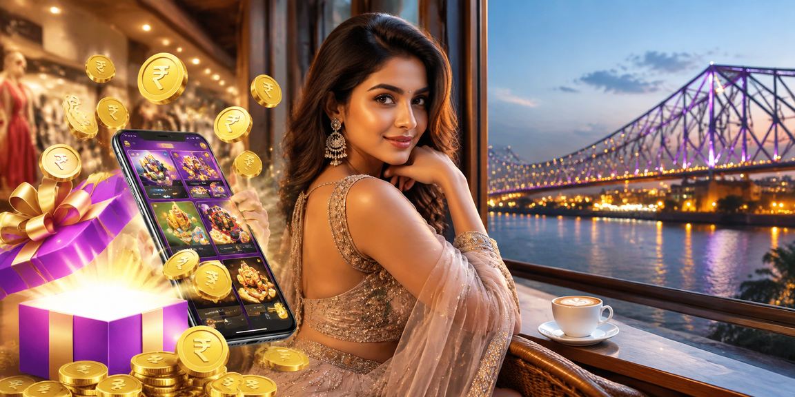 Indian player using mobile casino and sports betting app near Howrah Bridge Kolkata